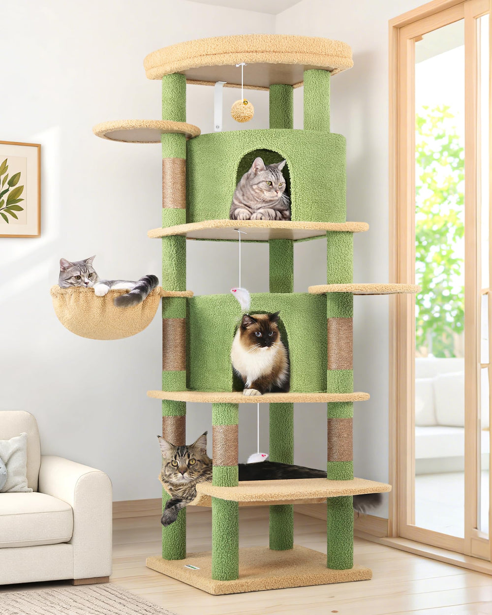 Globlazer C66 66inch tall stand view for multi-cat play and rest