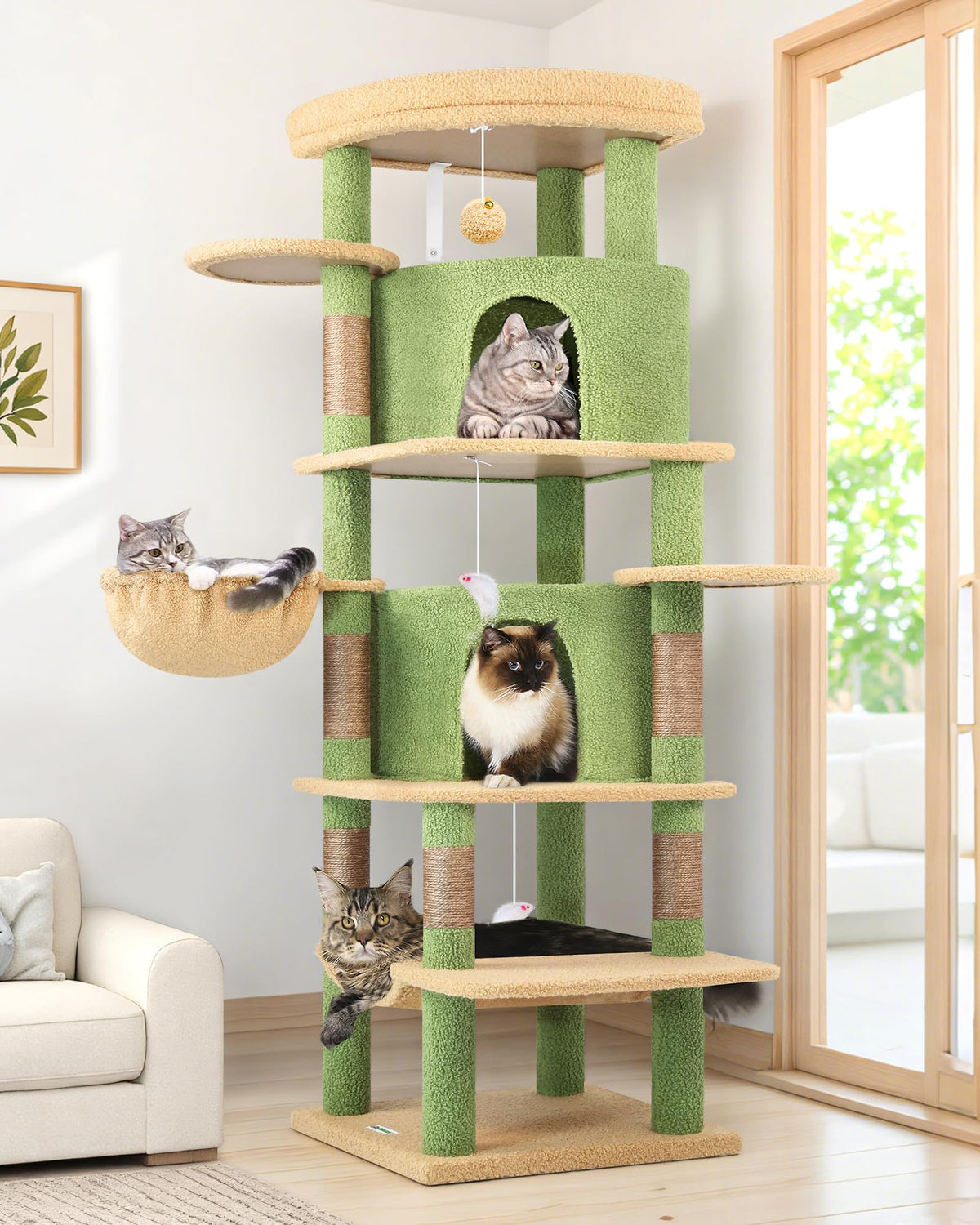 Globlazer C66 66inch tall stand view for multi-cat play and rest