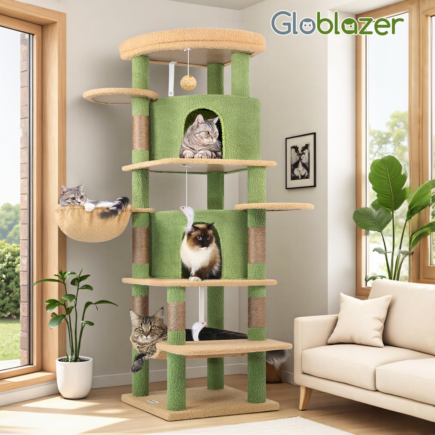Globlazer C66 green cat tree fits modern home decor