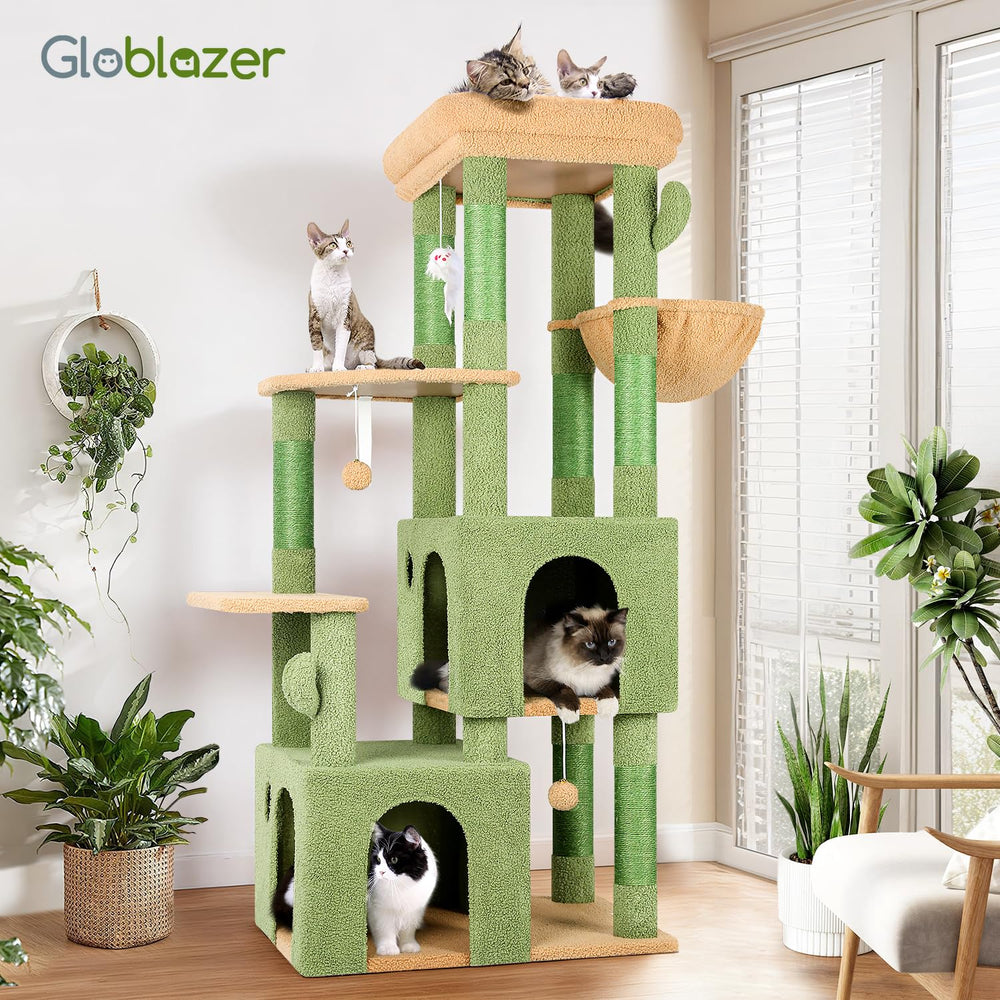 Globlazer Cactus Cat Tower top perch area offers roomy lounging space.