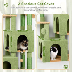 Globlazer Cactus Cat Tower two spacious condos provide quiet retreats for naps.