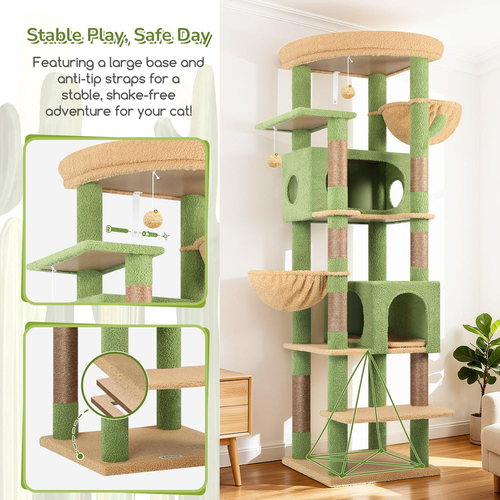 Globlazer cactus cat tree condos interior reveals roomy, ventilated resting spaces
