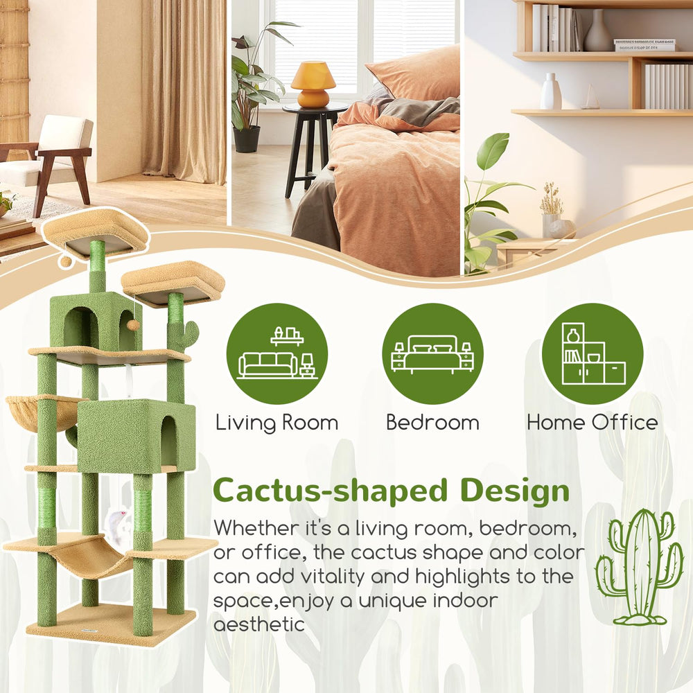 Globlazer Cactus Cat Tree easy-clean surfaces simplify upkeep.