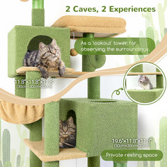 Globlazer Cactus Cat Tree green condos provide cozy retreats for cats.