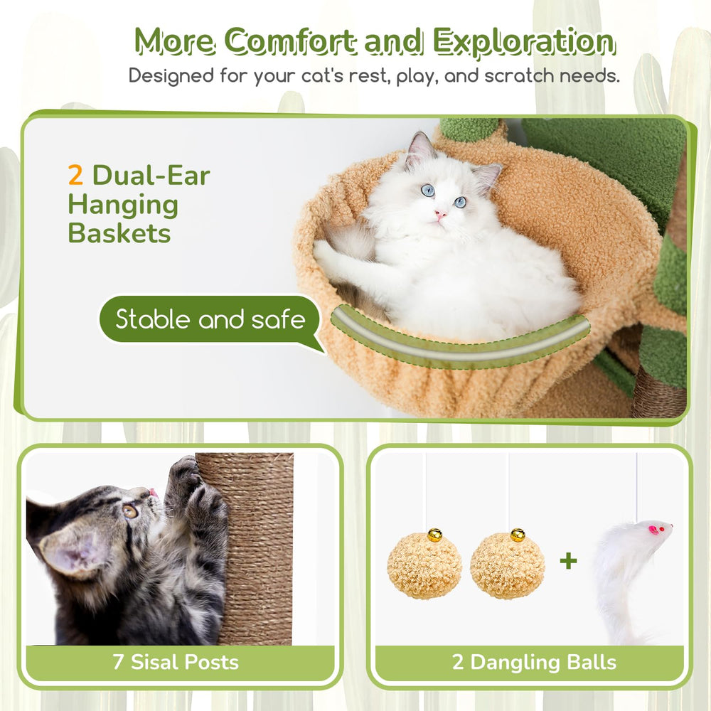 Globlazer cactus cat tree top perch demonstrates elevated vantage point