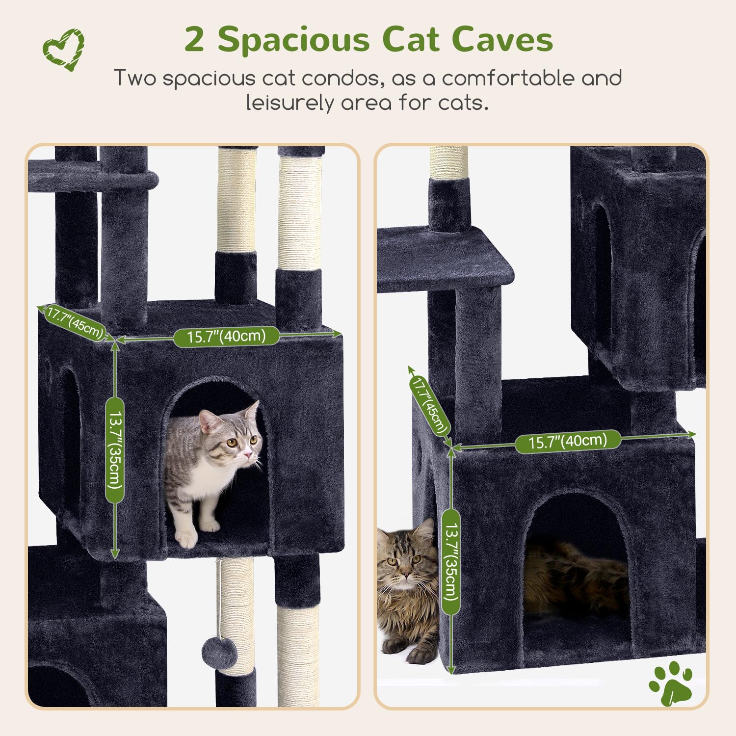 Globlazer cat tower condos give big cats a quiet retreat and nap.
