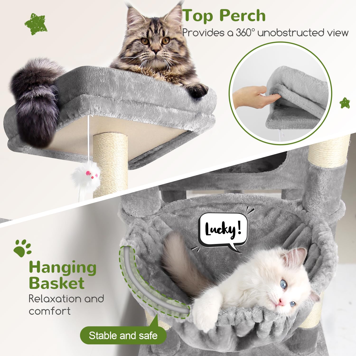 Globlazer hanging basket offers a high, cozy rest for curious climbers.