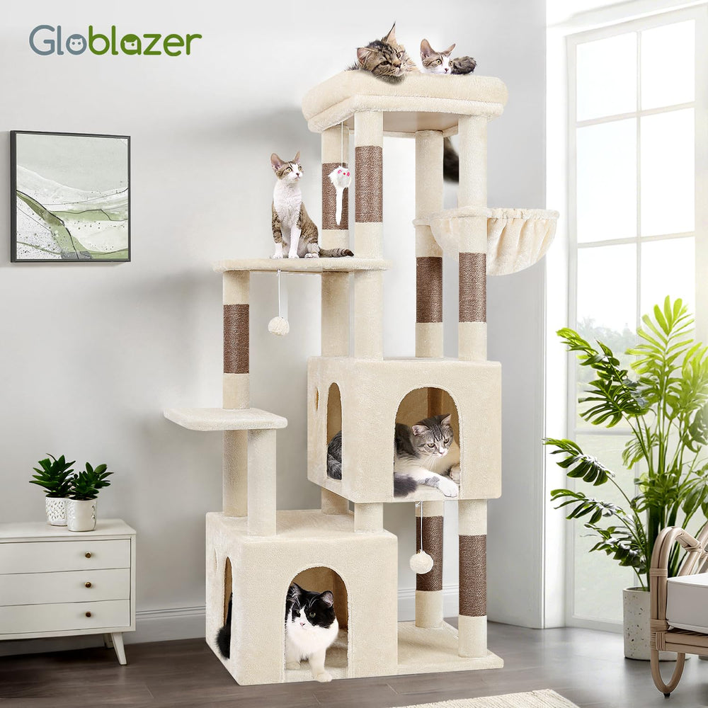 Globlazer cat tower is sized for large cats, including Maine Coon companions.