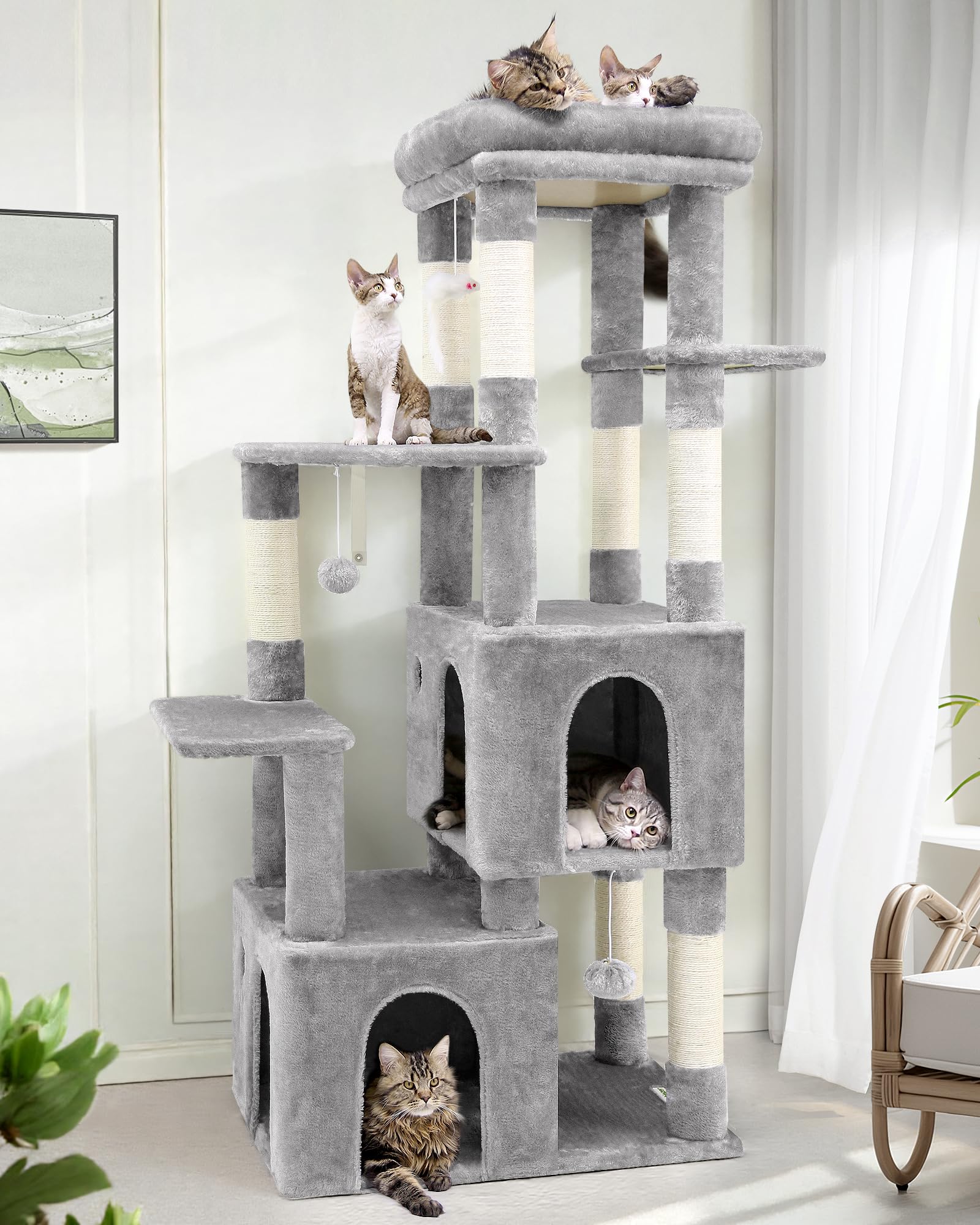 Globlazer Cat Tower Top Perch spacious lounging space for large cats.