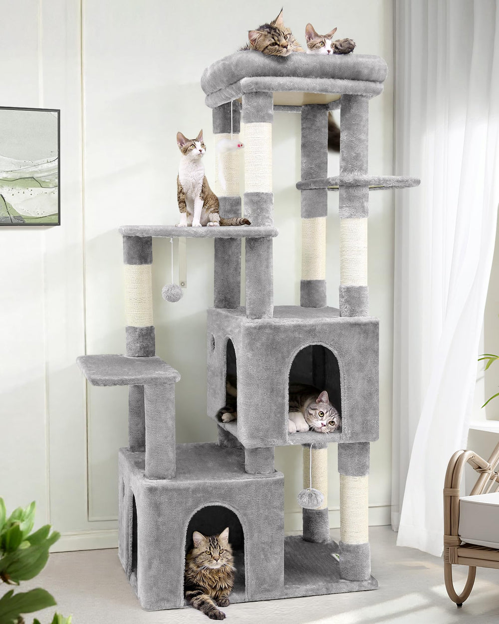 Globlazer Cat Tower Top Perch spacious lounging space for large cats.