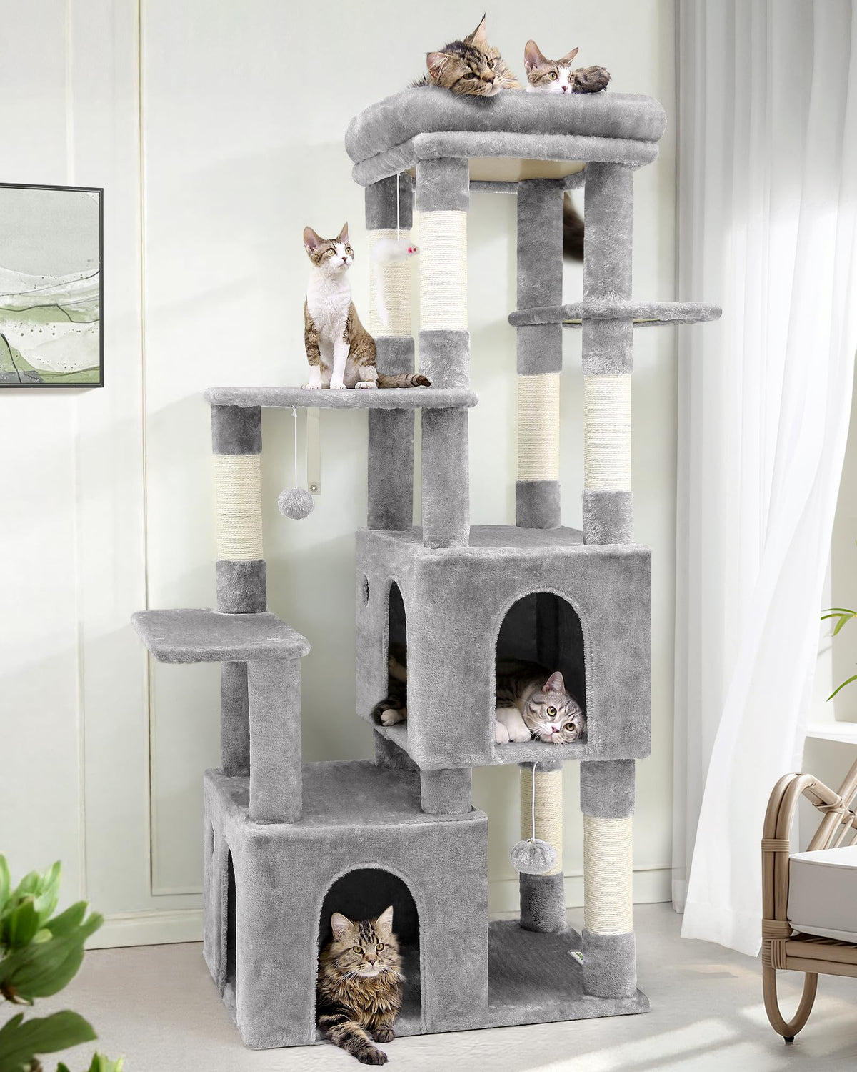 Globlazer Cat Tower Top Perch spacious lounging space for large cats.