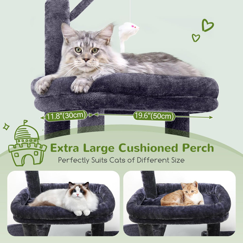 Globlazer cat tower widened scratching board encourages confident scratching and climbing.