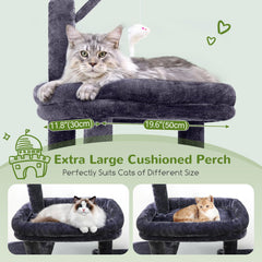 Globlazer cat tower widened scratching board encourages confident scratching and climbing.