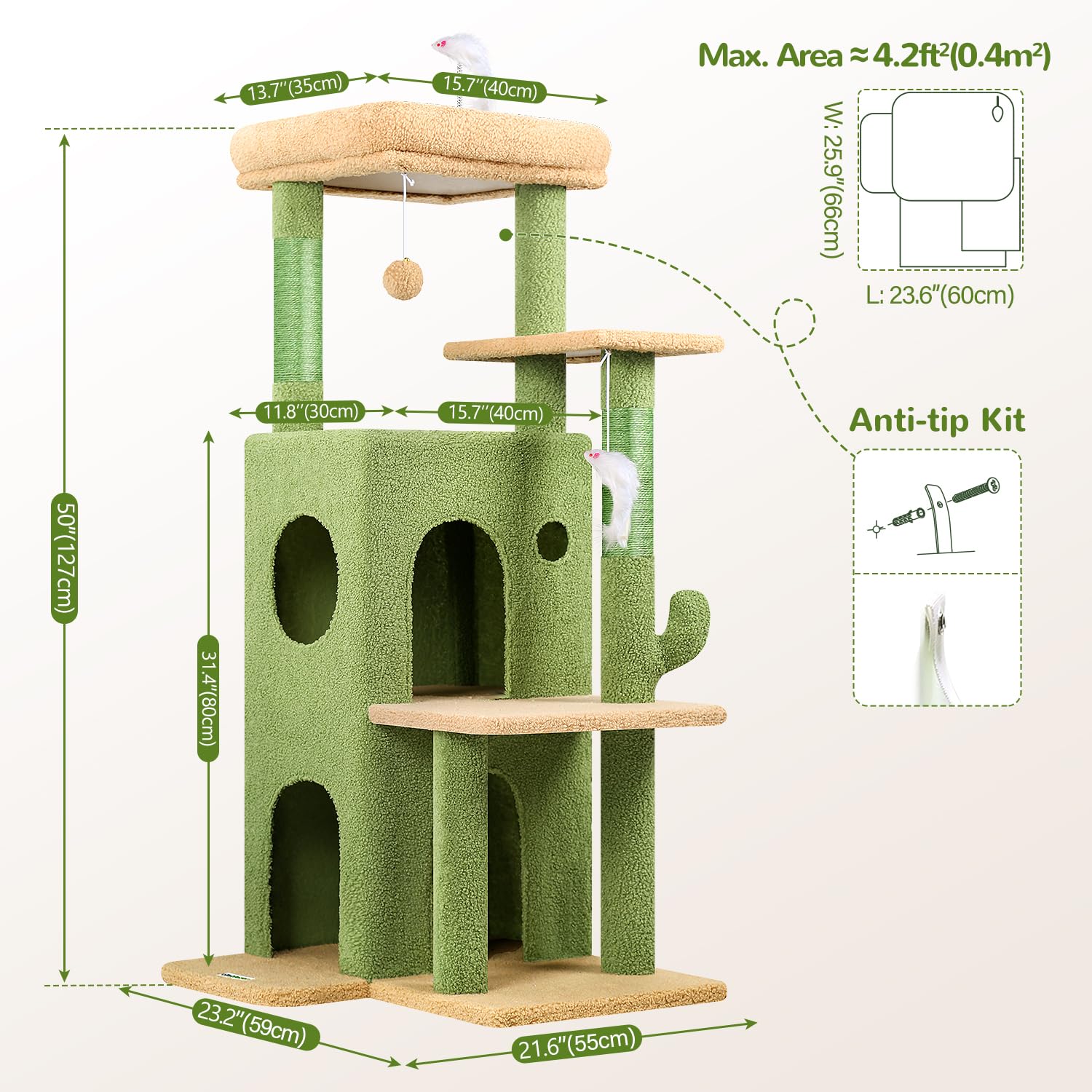 Globlazer cat tree features two caves for lounging and retreat.