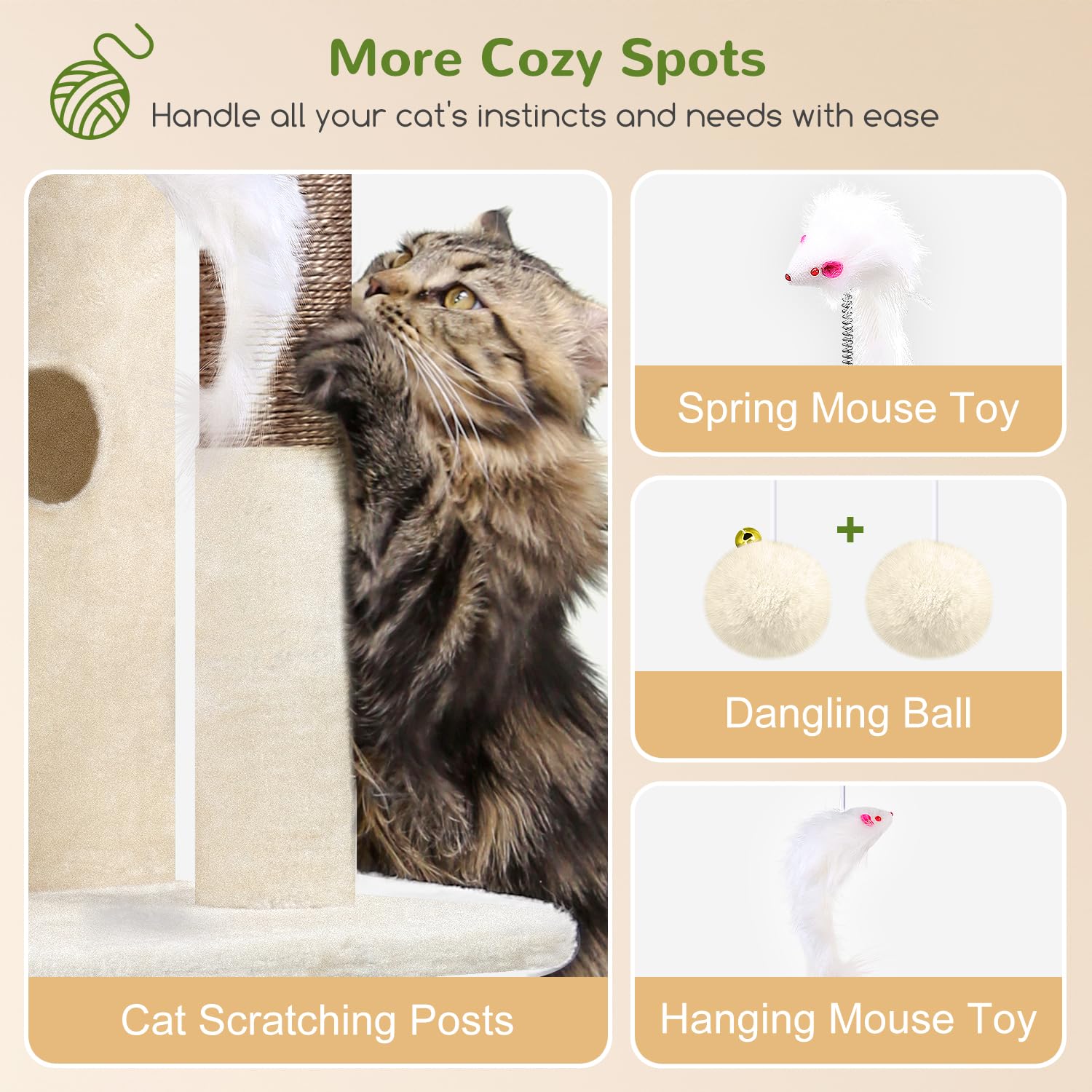 Globlazer cat tree 50-inch base design supports a stable indoor setup