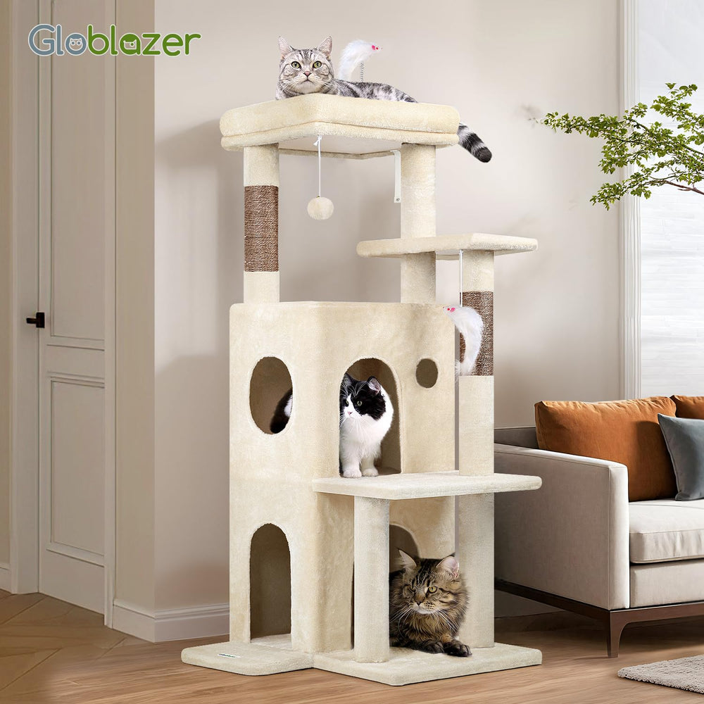 Globlazer cat tree 50-inch beige finish blends with home decor