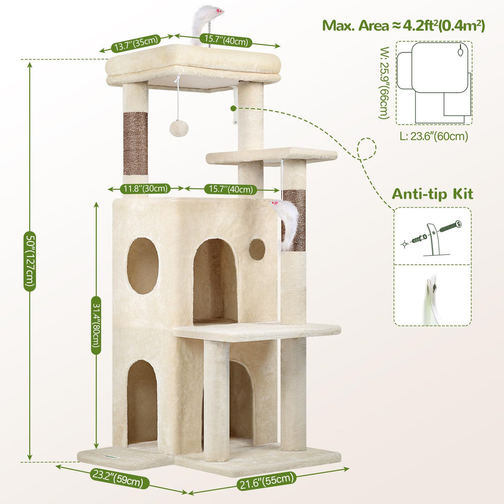 Globlazer cat tree 50-inch space-saving design fits corners and windowsills