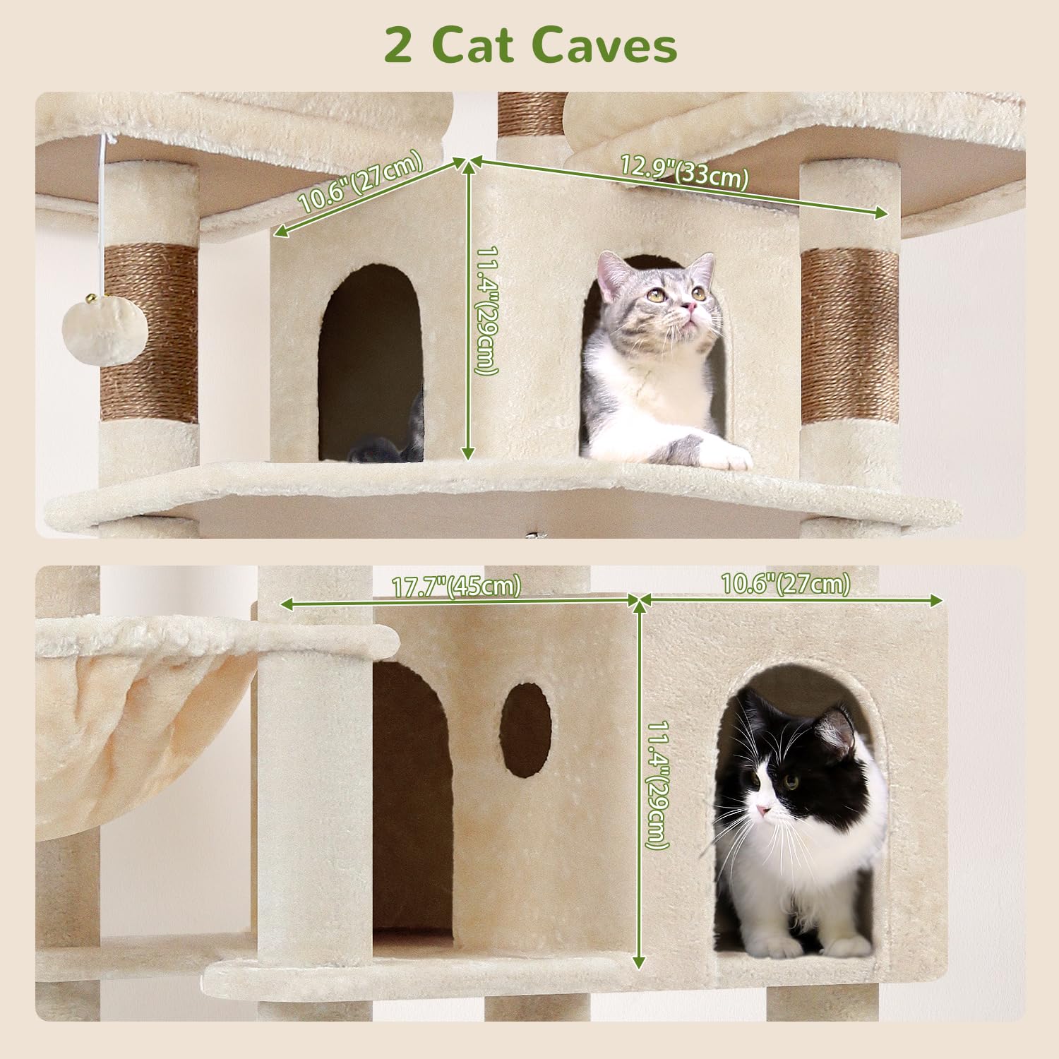Globlazer 82-inch XXL cat tree hanging baskets offer playful lounging spots