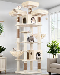 Globlazer 82-inch XXL cat tree top perches provide elevated vantage points for multiple cats