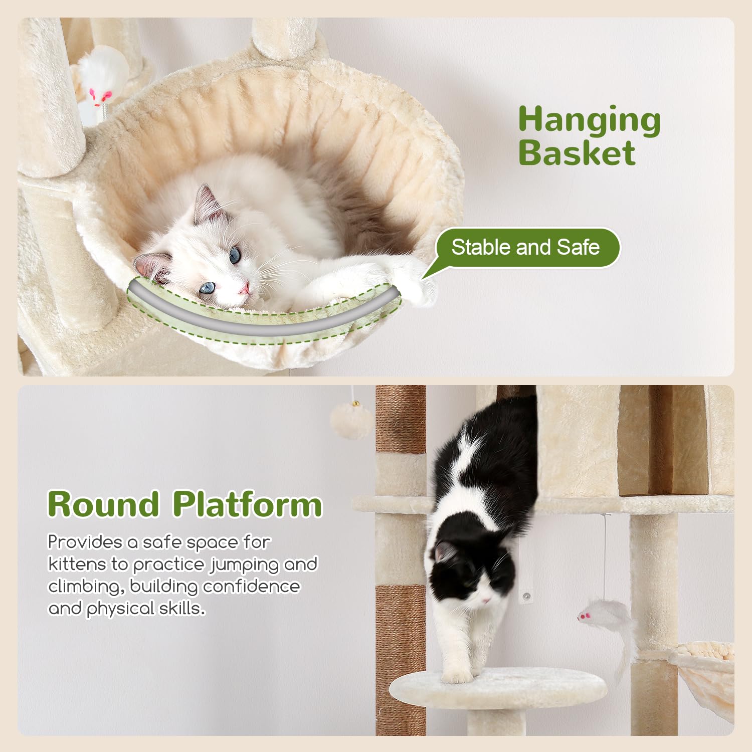 Globlazer 82-inch XXL cat tree wide base boosts stability for active cats