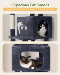 Globlazer sturdy base and anti-tip harness improve stability in multi-cat households.