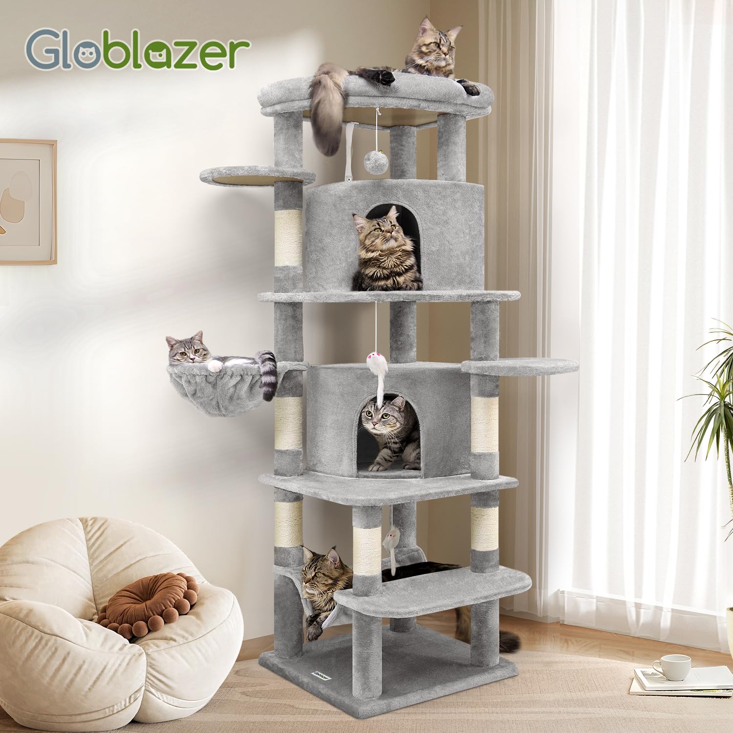 Globlazer anti-tip kit increases stability during playful moments.