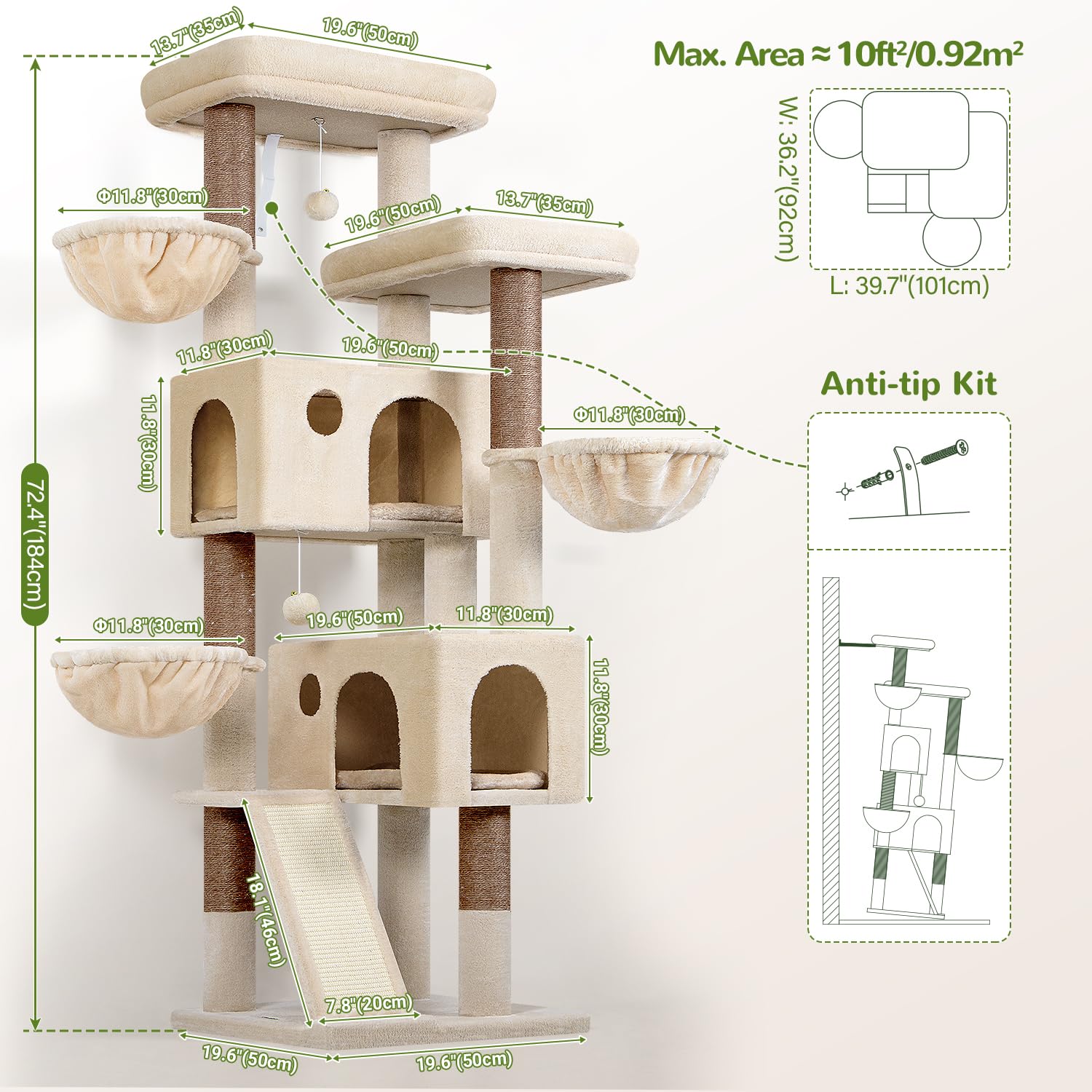 Globlazer cat tree beige décor that blends with interior.