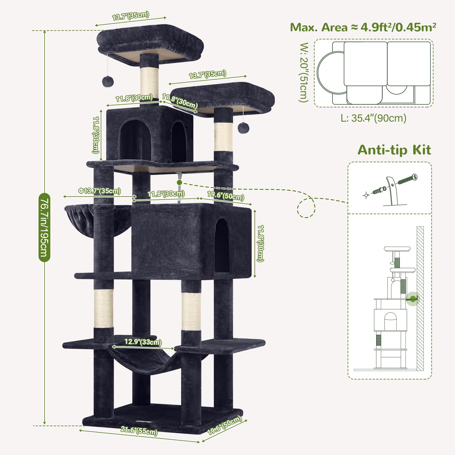Globlazer cat tree easy-to-clean materials simplify maintenance.