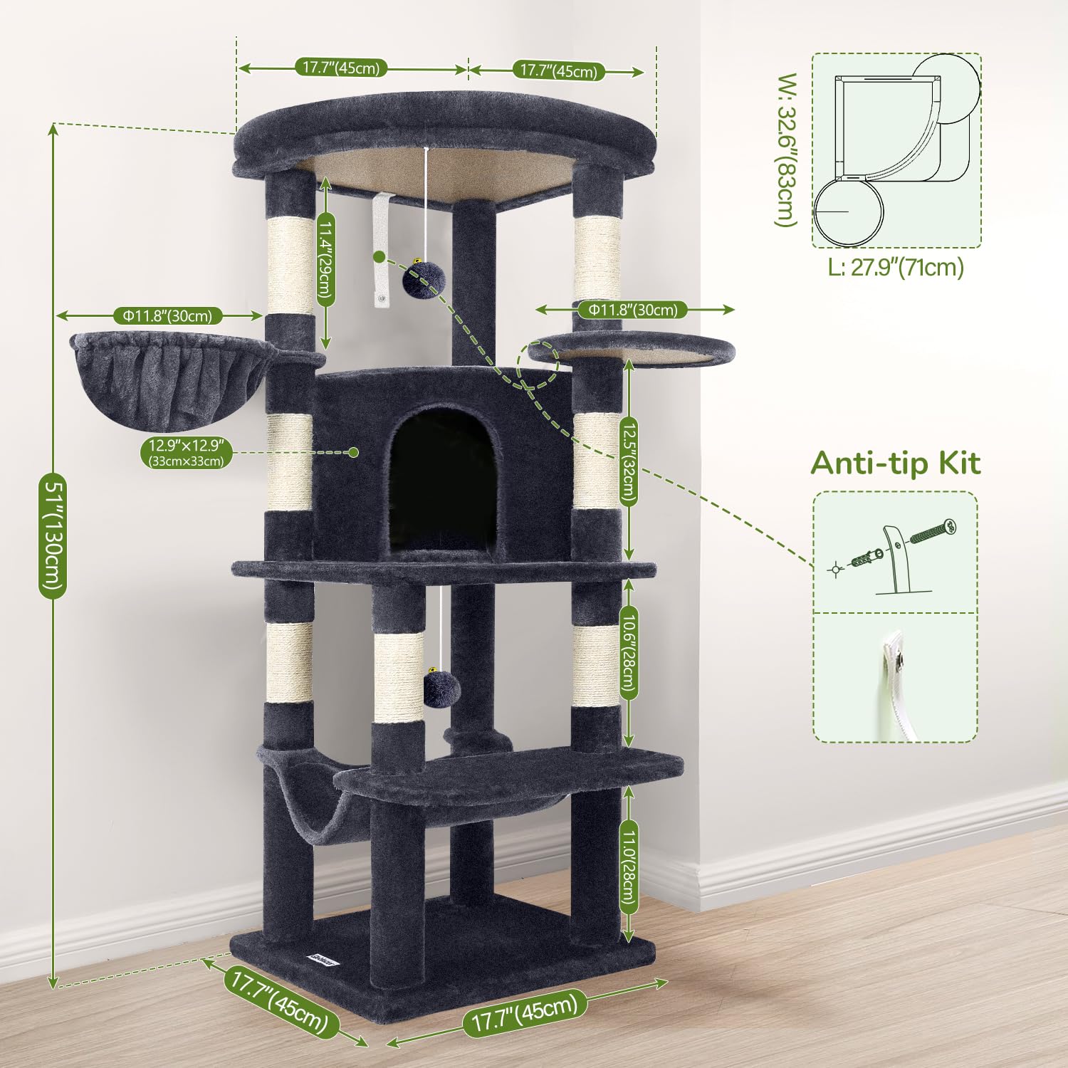 Globlazer easy-install cat tree with included tools