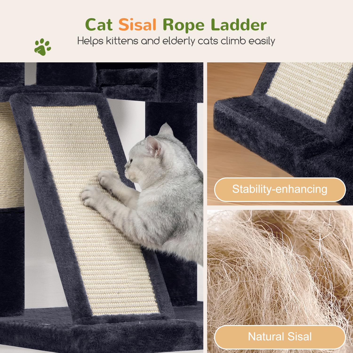Globlazer cat tree five sisal posts support claw health and furniture protection
