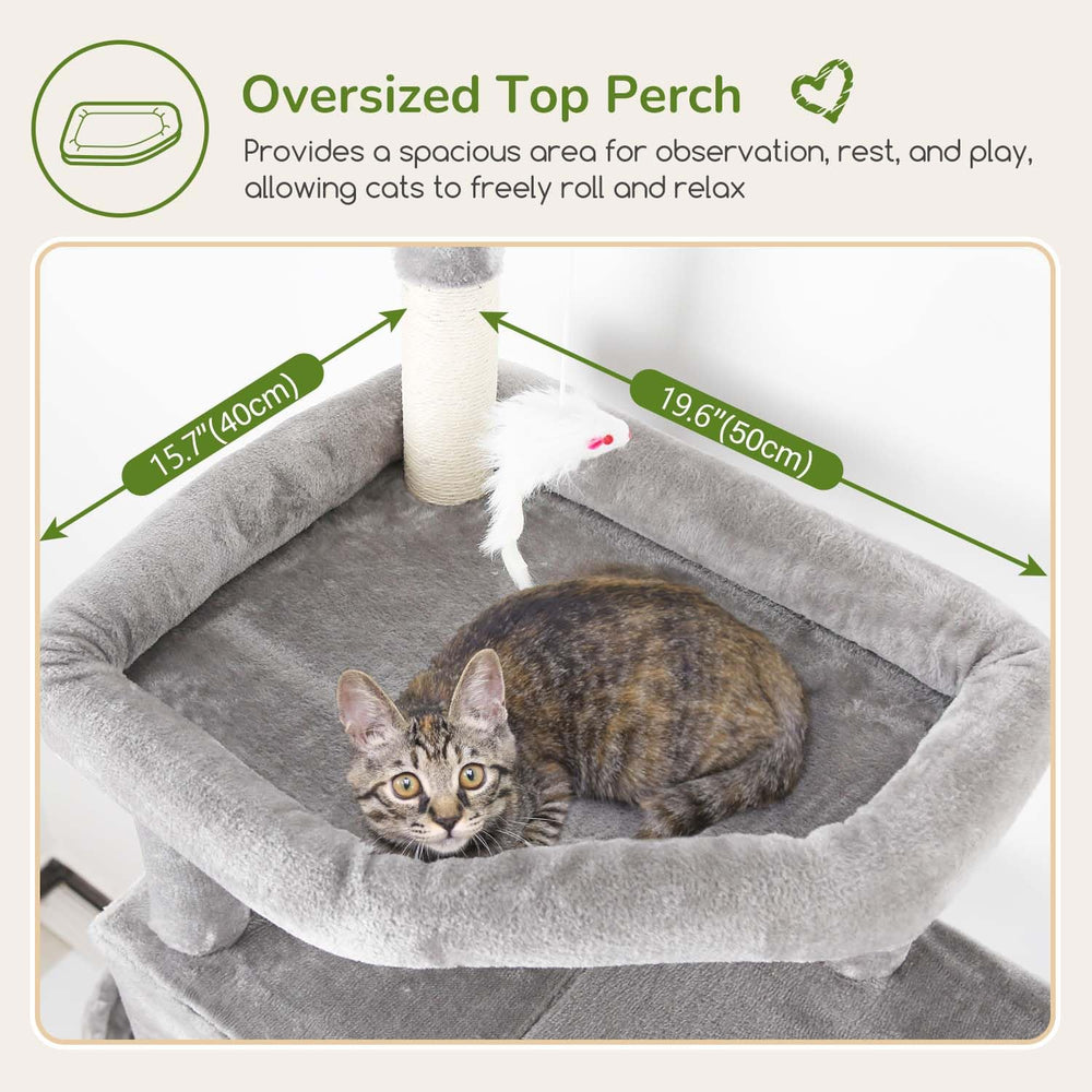 Globlazer cat tree with oversized top perch for safe, comfy perching