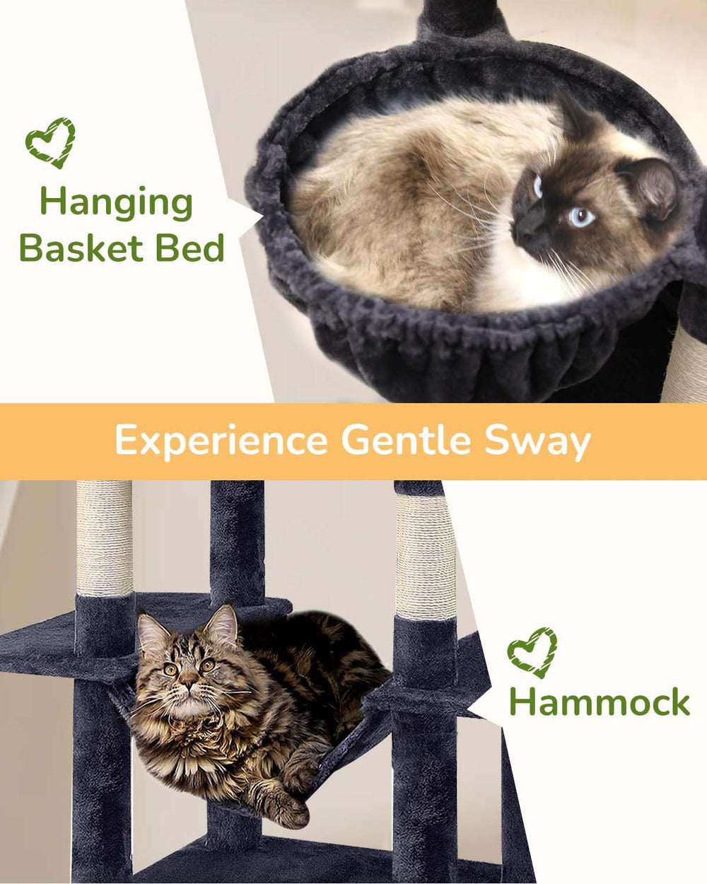Globlazer padded perches and hammock provide comfortable lounging for larger cats.