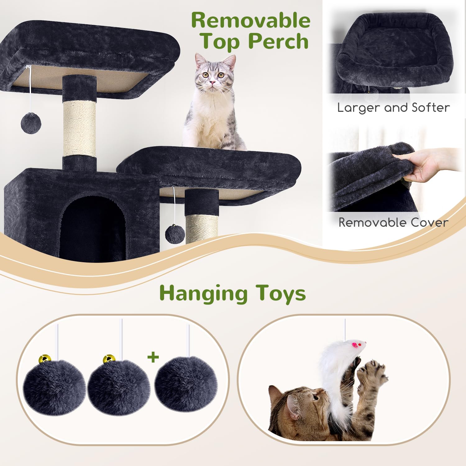 Globlazer cat tree perches provide elevated vantage points for curious cats.