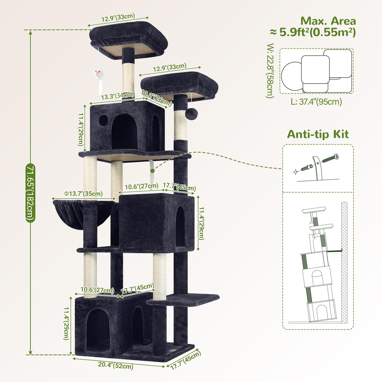 Globlazer includes anti-tip straps for added stability