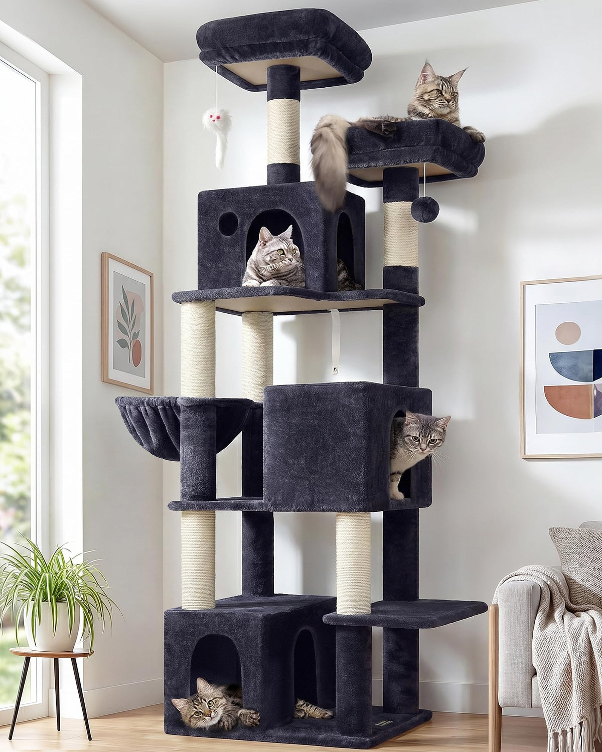 Globlazer cat tree tall 71 inches overview showcasing multi-level design for indoor cats