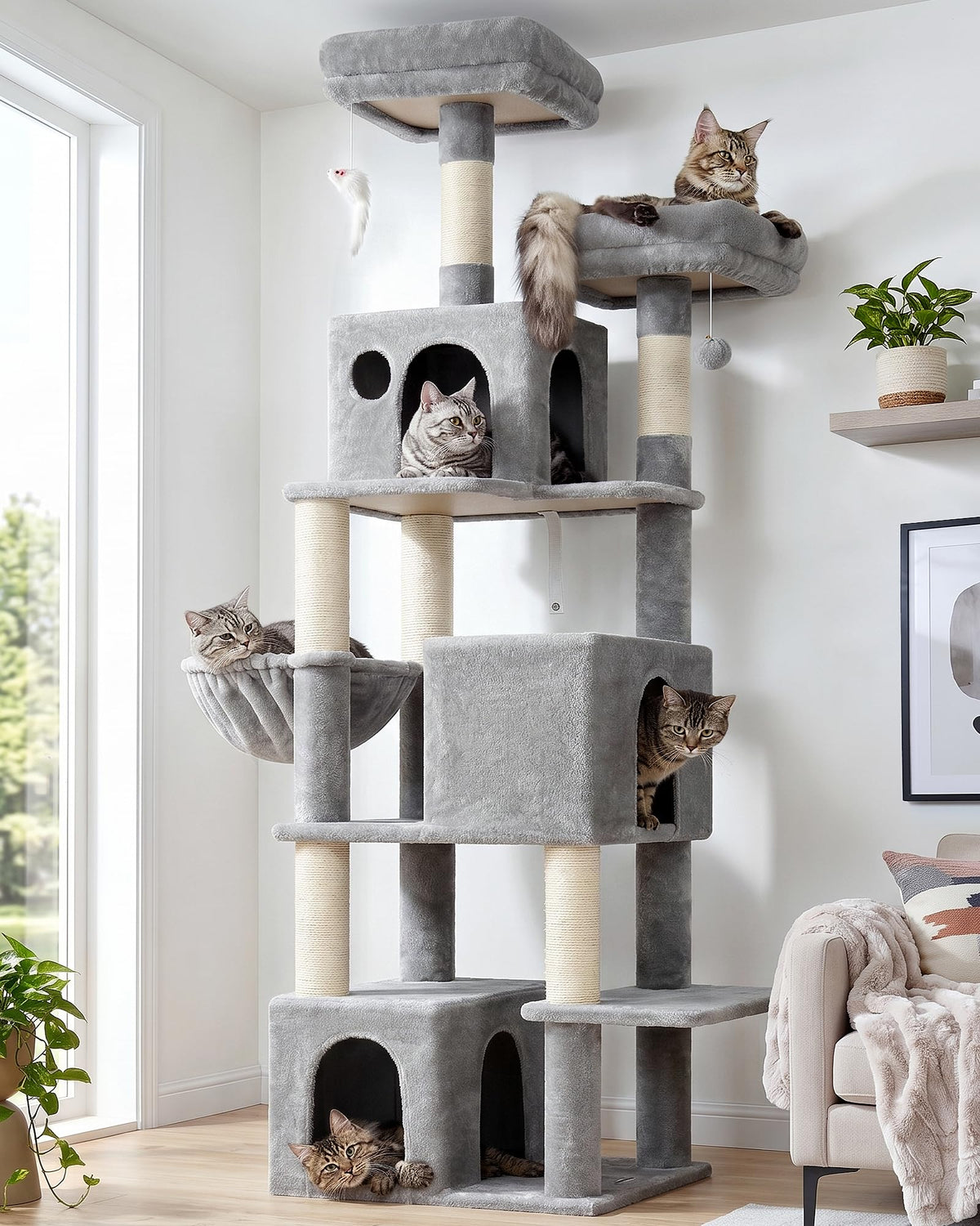 Globlazer Cat Tree Tall 71in base stability supports safe climbing and play