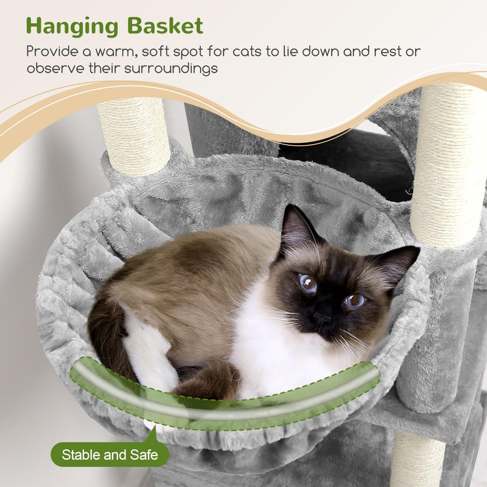 Globlazer Cat Tree Tall 71in hammock 13-7-inch offers a plush retreat