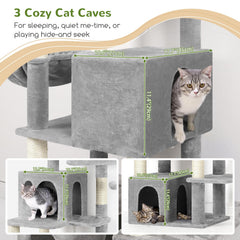 Globlazer Cat Tree Tall 71in large condos provide cozy rest for multiple cats
