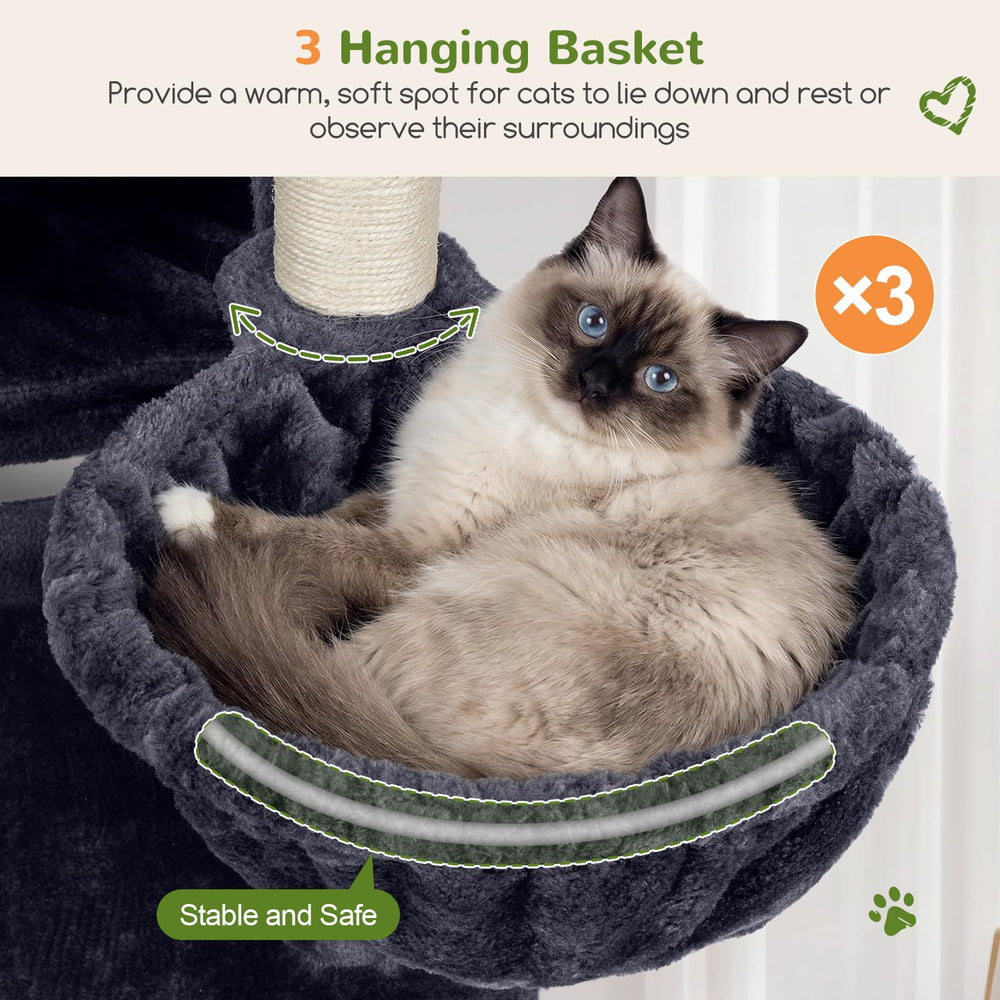 Globlazer cat tree three hanging baskets create diverse vantage points