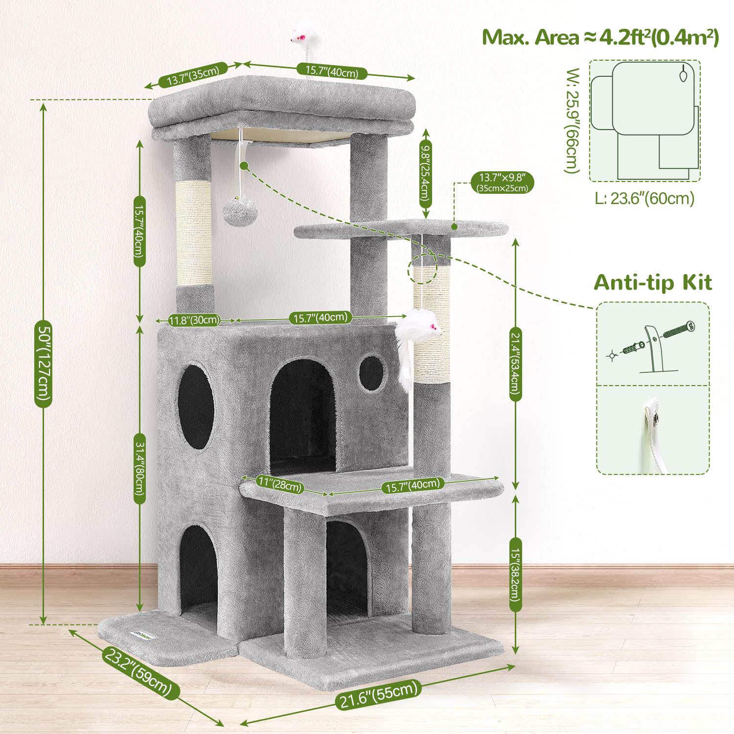 Globlazer 50-inch cat tree easy assembly with clear instructions.