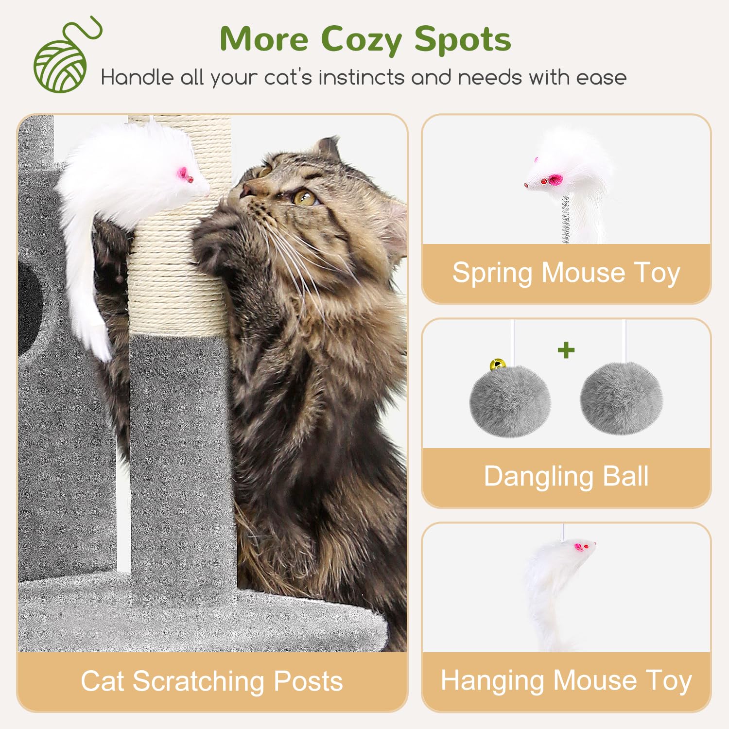 Globlazer 50-inch cat tree space-saving design for corners and small rooms.