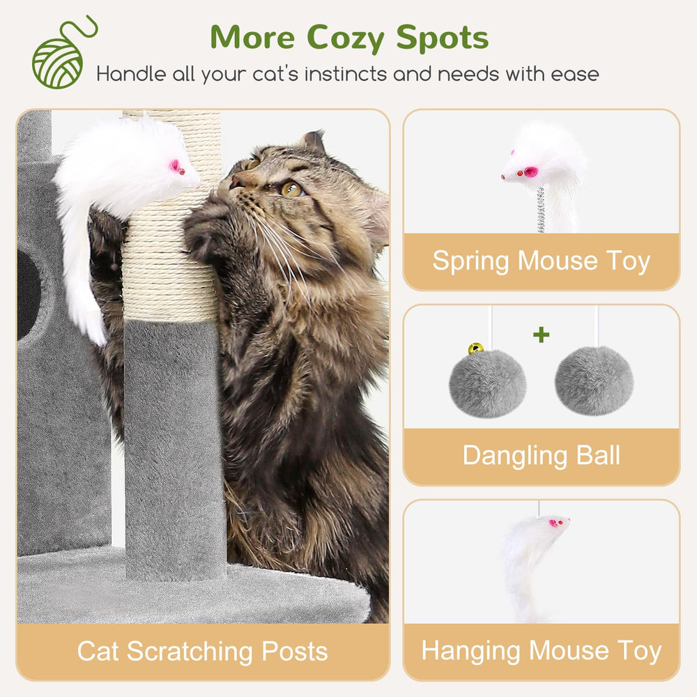 Globlazer 50-inch cat tree space-saving design for corners and small rooms.