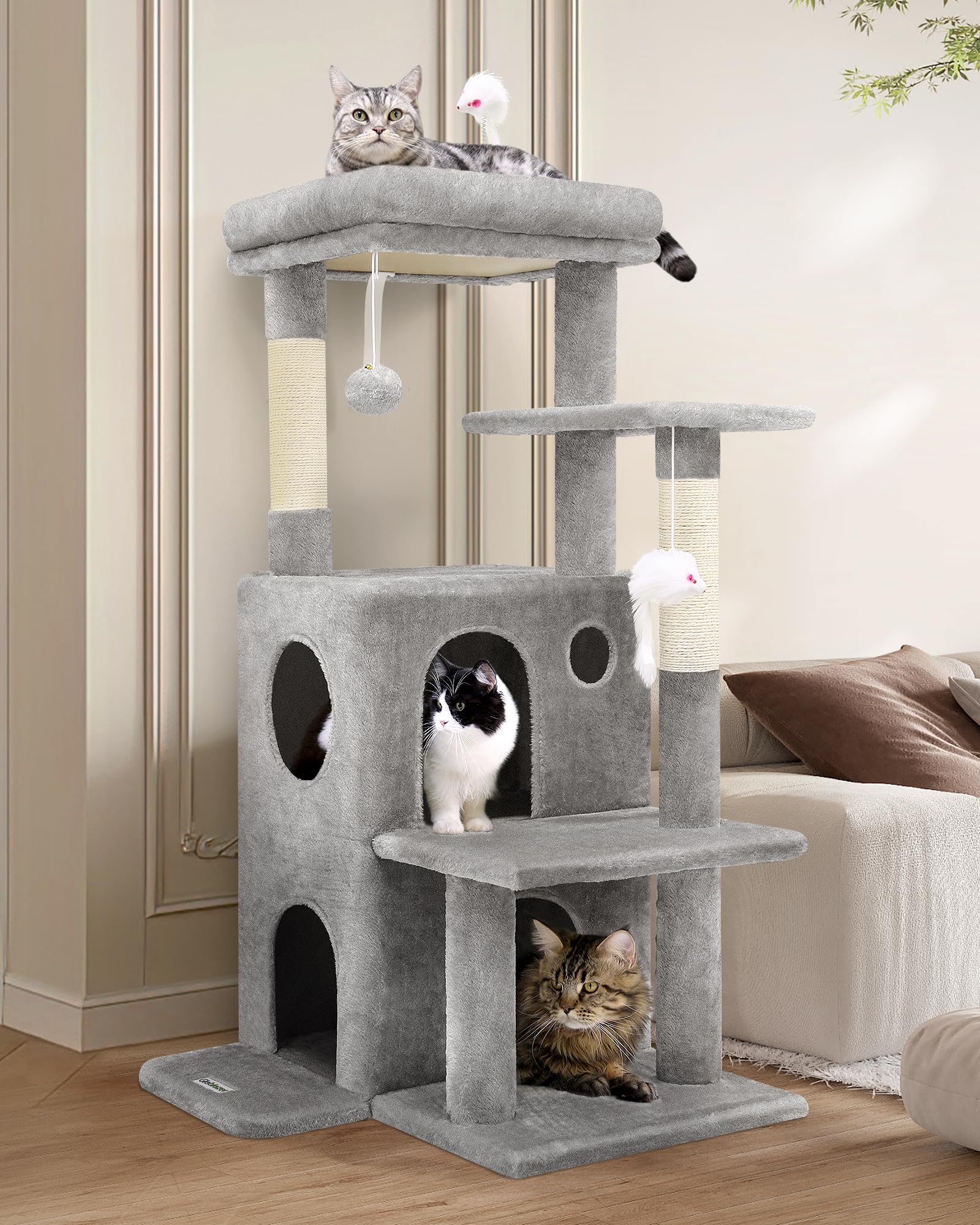Globlazer 50-inch cat tree top perch for elevated viewing and rest.