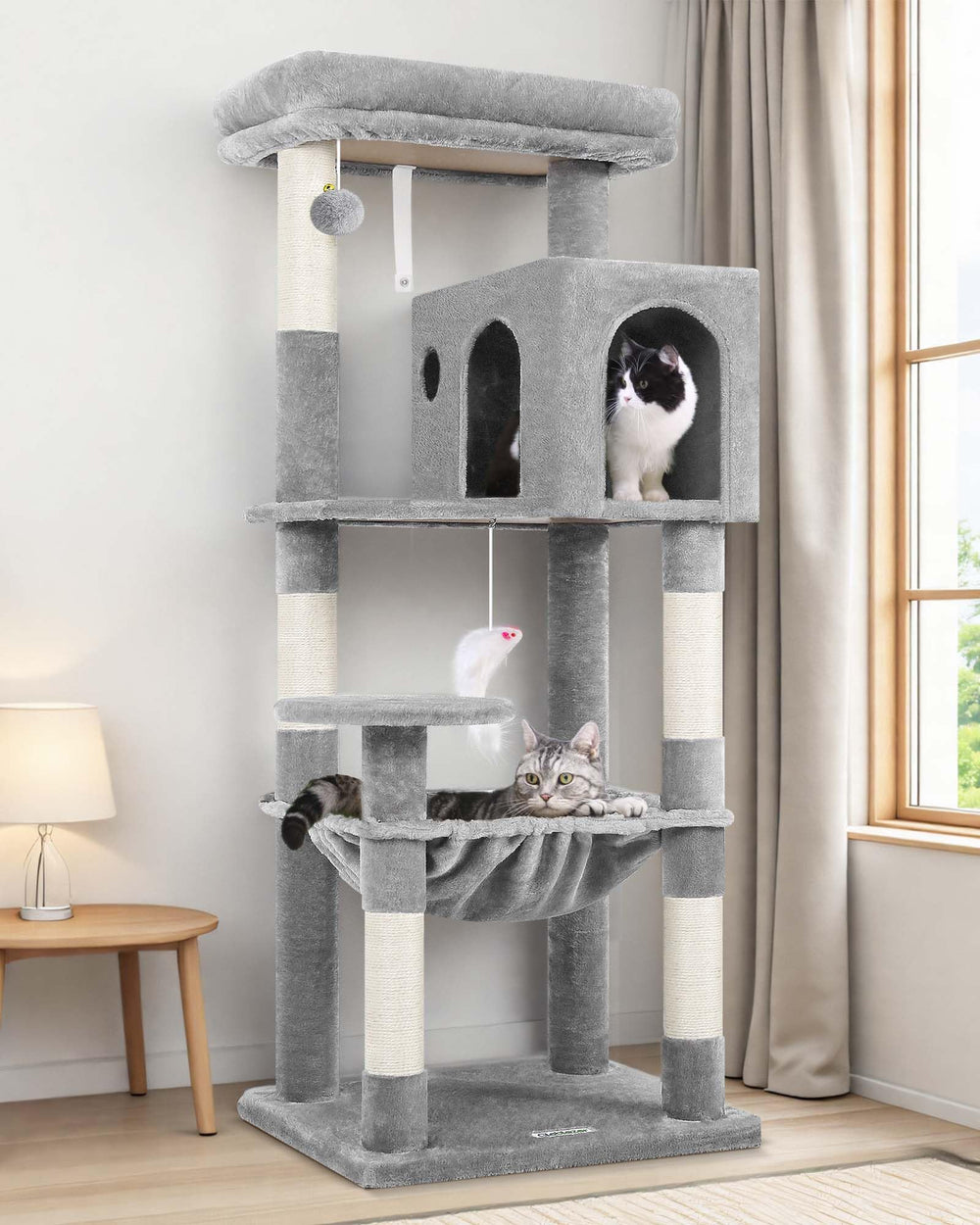 Globlazer Cat Tree Tower 53in height for indoor cats' climbing and exercise.