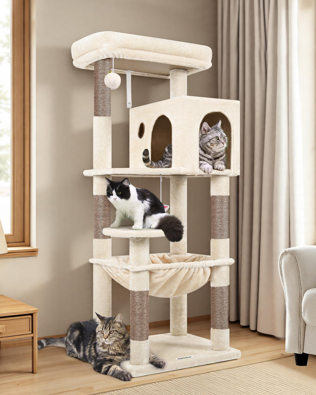 Globlazer cat tree tower 53in provides indoor exercise and curiosity for cats.