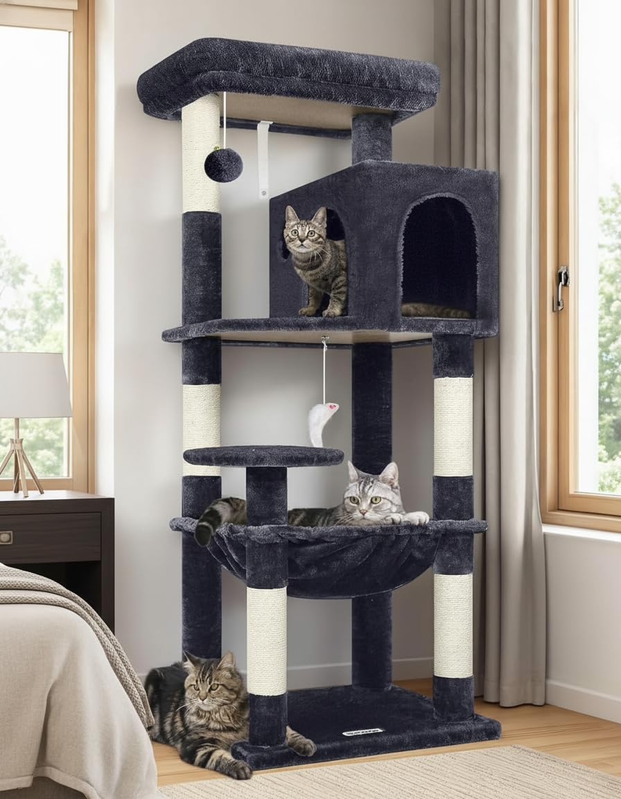 Globlazer 53in cat tree top perch for reclining and observing