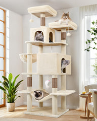 Globlazer cat tree tower 76-inch front view shows sturdy climbing space for multiple cats.