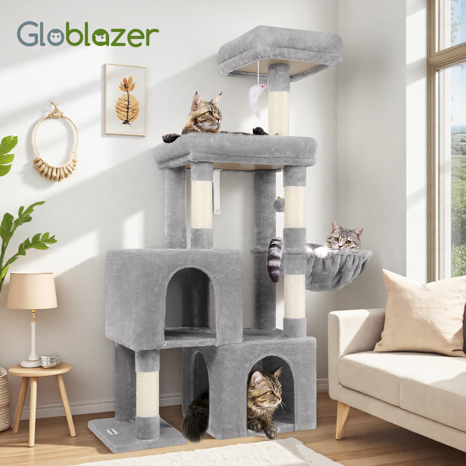 Globlazer assembly guide shows tool-free setup with clear instructions.