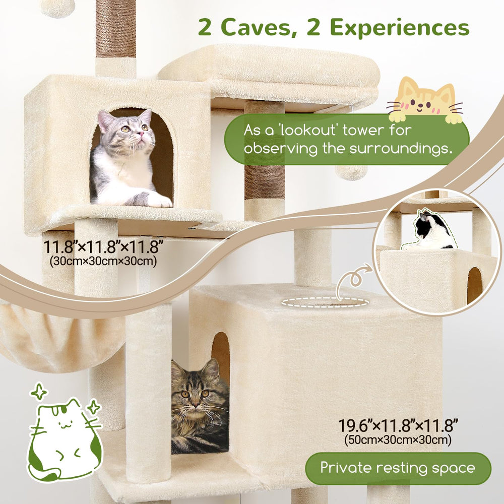 Globlazer cat tree tower condos multi-level closeup highlights private resting spots for cats.