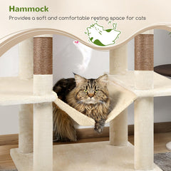 Globlazer cat tree tower hammock perch closeup emphasizes cozy lounging and sunning spots.